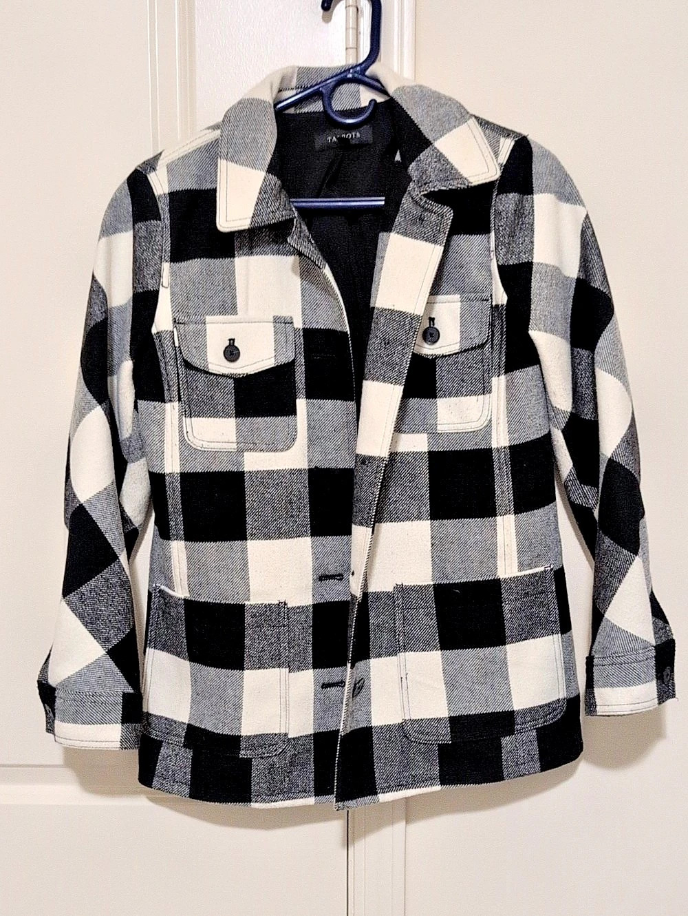 Talbots Checkered Jacket Black & White Small